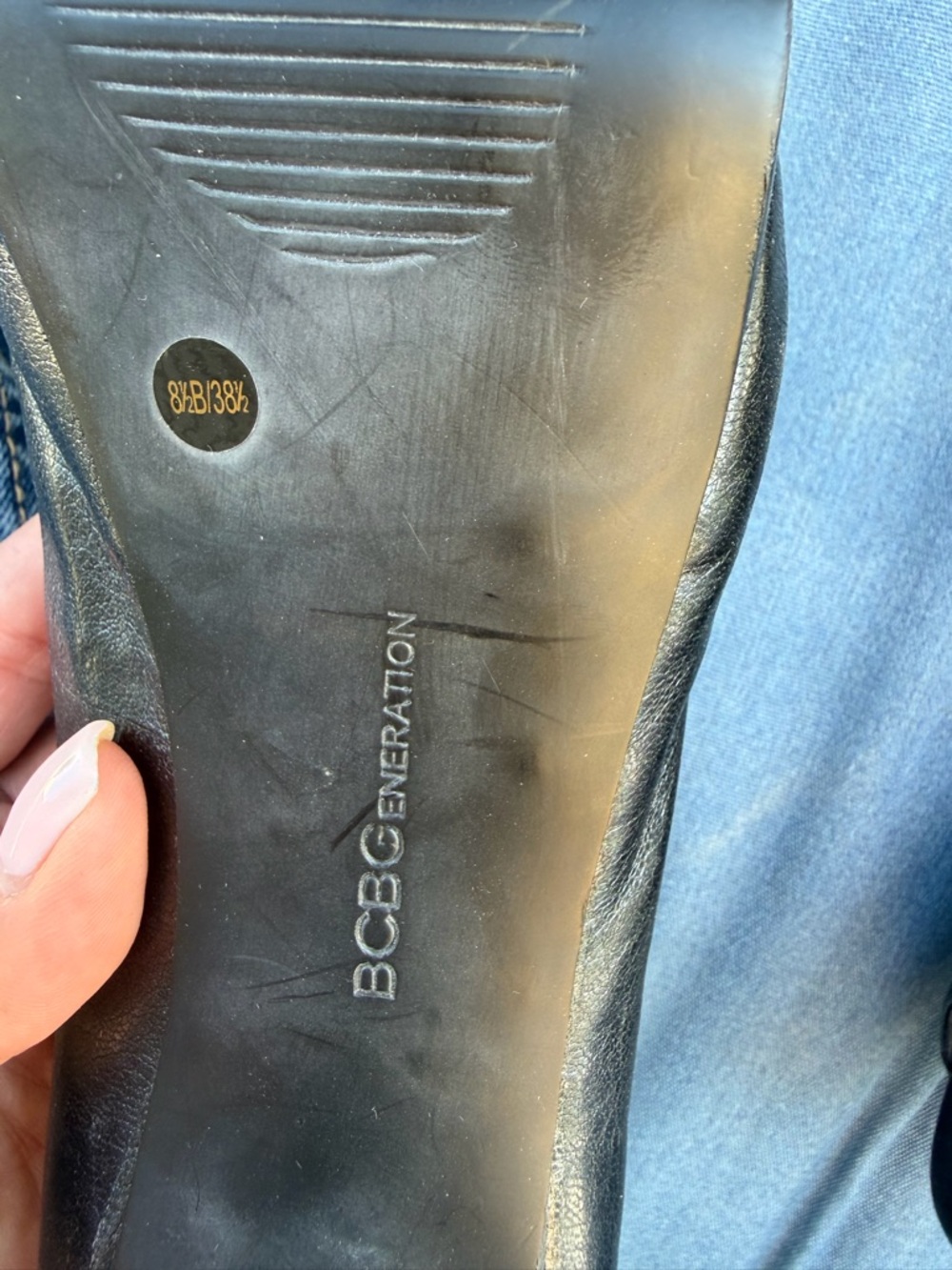 BCBGeneration Black Peep-Toe Leather Pumps - Picture 5 of 5